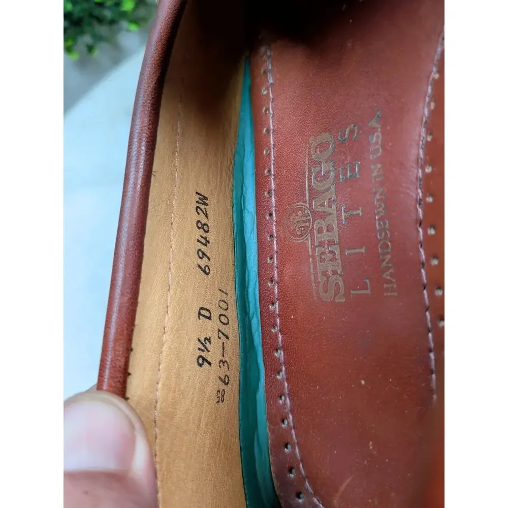 Sebago Lite Tassel Loafers Brown Leather Men's US 9.5 D Made in USA Vintage